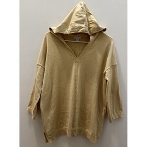 J. Jill PureJill Yellow Hooded 3/4 length sleeve Sweater Size Medium